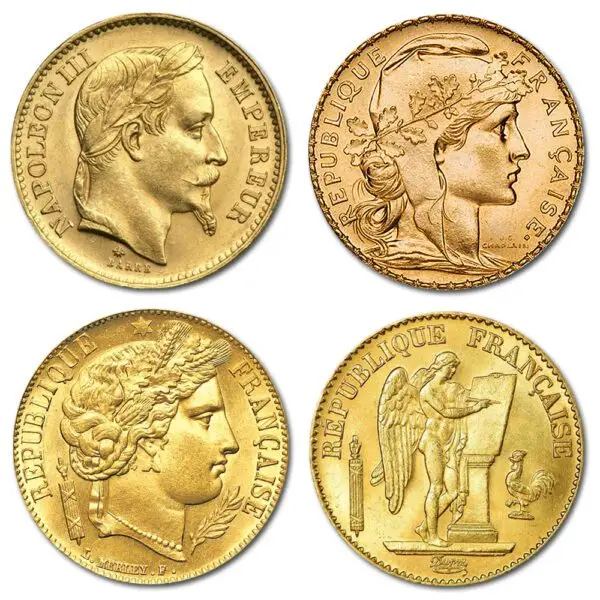 20 francs or Napoléon III Coq Marianne Cérès Génie Debout France